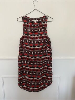 H&M Red and Black Geometric Sleeveless Mini Dress